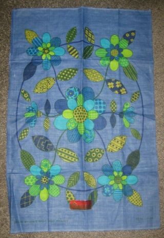 Colorful Daisy Flowers By Chris Bash Vintage Kitchen Tea Towel 100 Pure Linen