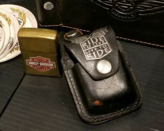 Harley Davidson Zippo,  Leather Harley Davidson Case,  Vintage Items/ Both 97