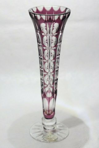 Vintage Nachtmann Bleikristall Cut To Clear Purple 7.  5 " Crystal Bud Vase W Label