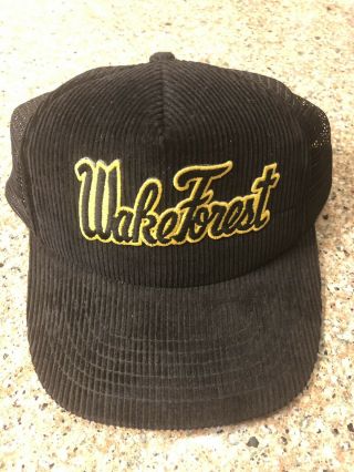 Vintage Wake Forest Demon Deacons Corduroy Snapback Hat Black & Gold