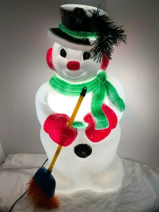 Vintage Blow Mold 30 " Frosty The Snowman Lighted Christmas Outdoor Decoration