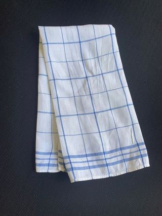 Vintage Blue & White Windowpane Kitchen Dishcloth Or Dish Towel