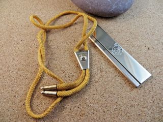 Vintage Shriner Scimitar Sword Crescent Moon Yellow Cord Bolo Tie & Comb 339