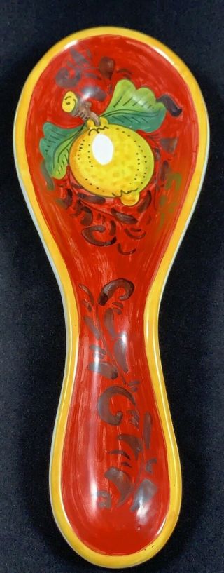 Vintage San Gimignano Spoon Rest Holder Made In Italy Hand Painted Lemon Pattern