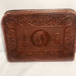Vintage Calarca Columbia Sa Hand Tooled Leather Book Bible Cover Notebook Zipper