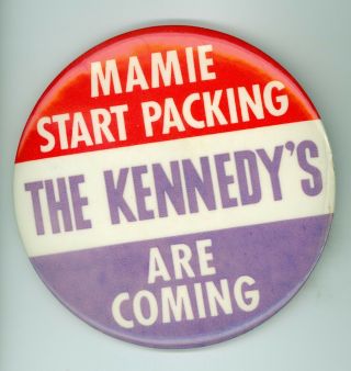 1960 Vintage President John F.  Kennedy Political Campaign Pinback Button Mamie