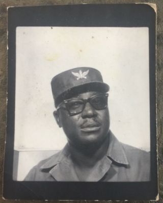 Vintage Found Photograph Photo Booth Of A Man In Uniform Black Americana