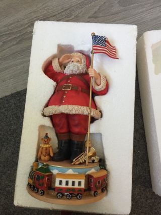 Patriotic Vintage Christmas Santa Claus Music Box Decor Jingle Bells