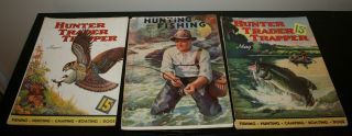 3,  1937 &1939 Hunter,  Trader,  Trapper & Hunting Fishing Mags.  Great Covers