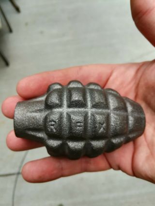 Vintage Us Military Practice Rfx Pineapple Hand Grenade Cast Iron Shell Body
