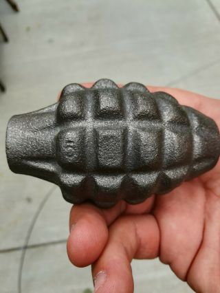 Vintage US Military Practice RFX Pineapple Hand Grenade Cast Iron shell body 4