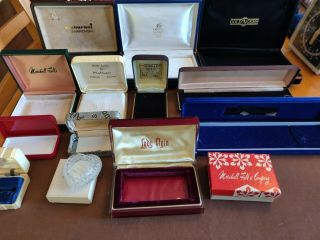 21 Vintage Jewelry Display Boxes Including Altgeld Jewelers Heart Box Lady Elgin