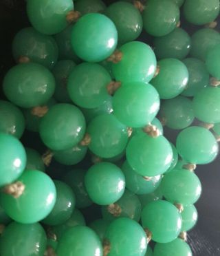 Vtg Art Deco Long Jade Green old Peking Czech Glass beads 1920s Flapper necklace 7