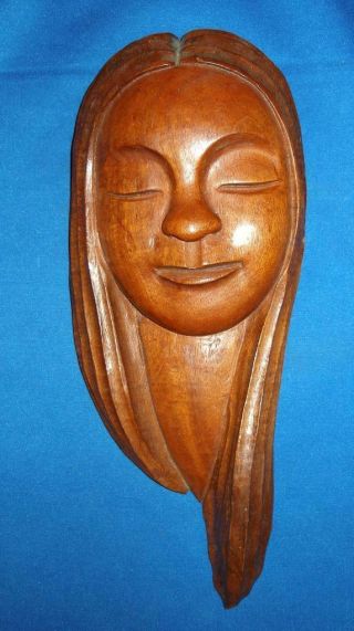 Vintage Jose Pinal Wood Carving Wall Plaque Women 