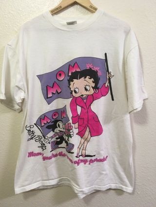 Adorable Vintage Mom Betty Boop Graphic T - Shirt Size Xl Single Stitch Usa