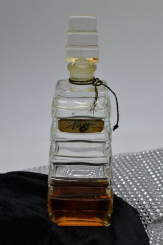 Rare Vintage 40s Stepped Glass Perfume Bottle Tuya Crystal Glass Cap Art Deco 7 "