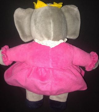 Vintage Gund Babar Queen Celeste Elephant Plush Pink Dress 15 