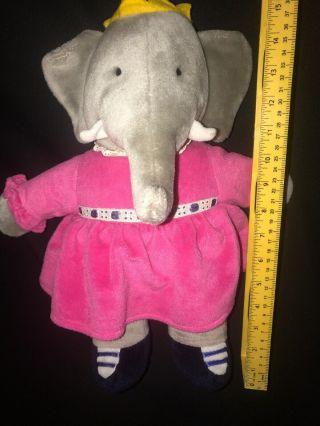 Vintage Gund Babar Queen Celeste Elephant Plush Pink Dress 15 