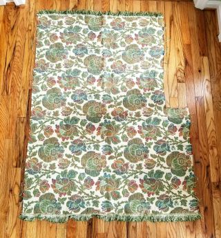 Vtg 60s 70s Retro Floral Upholstery Fabric Heavyweight Thick 51 " X 40 " Chenille