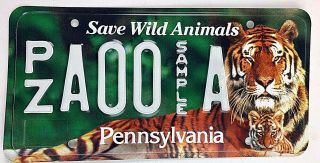 Pennsylvania Tiger Old License Plate Sample Wildlife Vtg Specialty Tag Man Cave