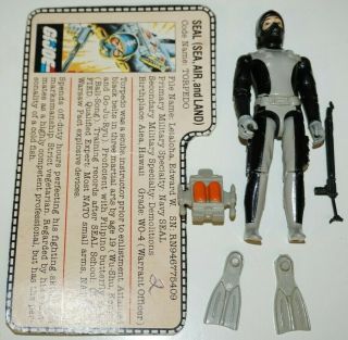 Gi Joe Cobra Vintage 1983 Seal Torpedo Complete,  File Card