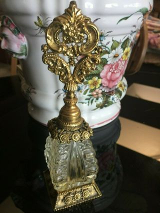 Vintage Ormolu Gilded Metal Perfume Bottle