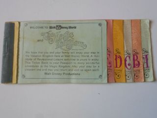 Vintage 1970 " S Walt Disney World The Magic Kingdom Junior Admission Ticket Bookl