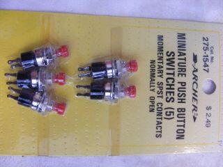 Vintage Ho Scale Radio Shack 275 - 1547 Miniature Push Button Switches N/o C