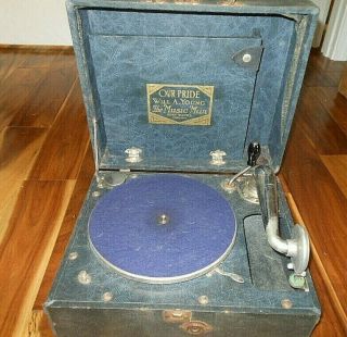Vintage Wind Up Portable Record Player for 78 RPM Records - 1920 ' s 5