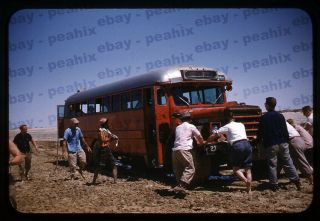 (356) Vintage 1950s - 60s 35mm Slide Photo - Holy Land / Middle East - Broken Bus