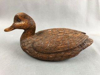 Small Highly Detail Wood Carved Glass Eyes Duck Decoy Art Sculpture Sign G.  B.