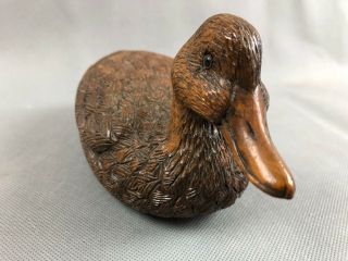 Small Highly Detail Wood Carved Glass Eyes Duck Decoy Art Sculpture Sign G.  B. 4