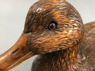Small Highly Detail Wood Carved Glass Eyes Duck Decoy Art Sculpture Sign G.  B. 6