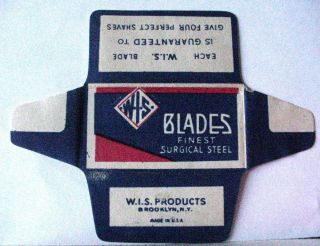 Vintage Very Rare W.  I.  S.  Products De Safety Razor Blade