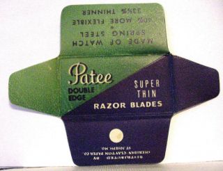 Vintage Very Rare Patee Thin De Safety Razor Blade
