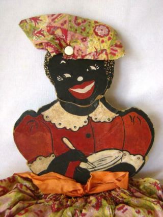 Vintage 1940s Primitive 15 " Black Americana Mammy Shelf Sitter Folk Art Doll
