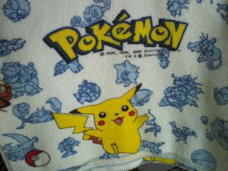 88 " X 74 " Vintage Pokemon Flannel Bedspread Blanket Pikachu
