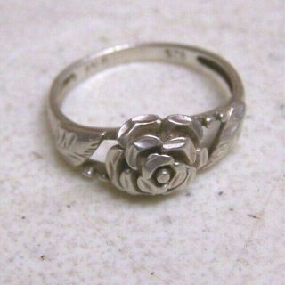 Vintage Estate Find Sterling Silver Rose Flower Ladies Ring Size 9 1/4