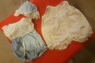 Cabbage Patch Kids Baby Doll Clothes 2 Outfit Romper White Pink Vintage Coleco