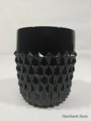 Vintage Black Milk Glass Indiana Diamond Point Pattern Cameo Tumblers Cups