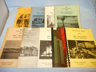 1966 - 1974 9 Vintage City Of Tacoma Washington Fire Department Annual Reports