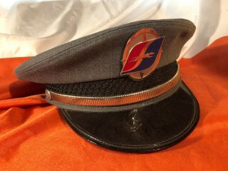 Vintage Greyhound Bus Uniform Hat With Metal Badge