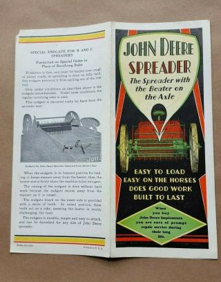 Vintage 1930 S John Deere Spreader Easy On The Horses 4 Page Sales Brochure
