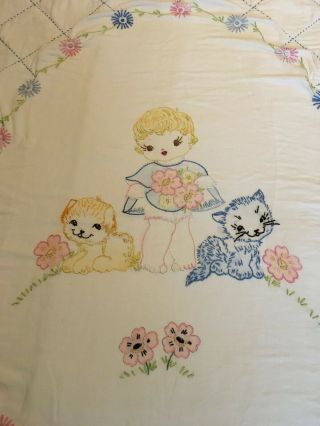 Vintage/antique Baby Girl Quilt Hand Embroidered