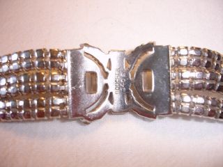 Vintage Boucher 3402 Clear Rhinestone Bracelet Safety Chain Signed 8