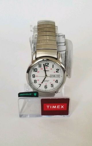 Mens Timex T20461 Easy Reader Silver Tone Expansion Band Watch W9