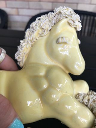 Vtg Yellow Kreiss Spaghetti Horse Ceramic Japan Figurine 4