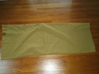 Vintage Wwii Olive Green Wool Us Army Issue Blanket Vg Provenance