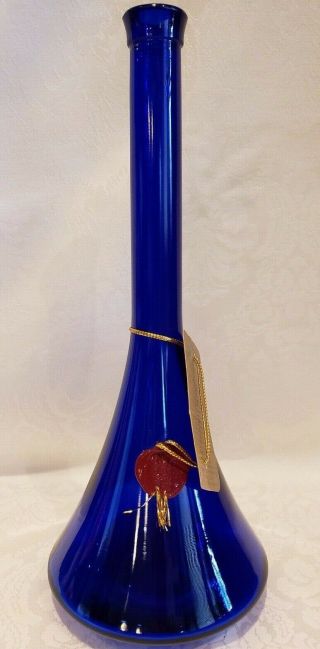 Vintage Cobalt Blue Glass Genie Bottle Decanter 13.  5 " Germany