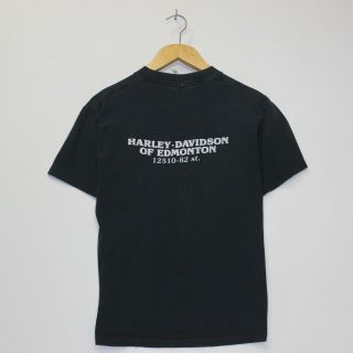 Vintage 1983 Harley Davidson Eagle Edmonton T - Shirt Size M Black Made in USA 2